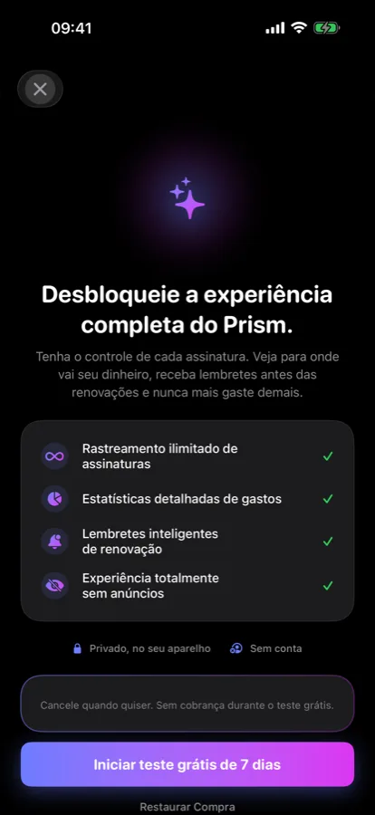 Assinaturas ilimitadas e sem anúncios no Pro